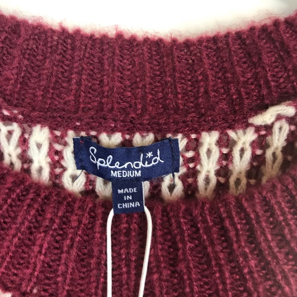 Splendid | Color Block Pullover Knit Sweater Top Raspberry Pink Red Medium - Picture 5 of 9